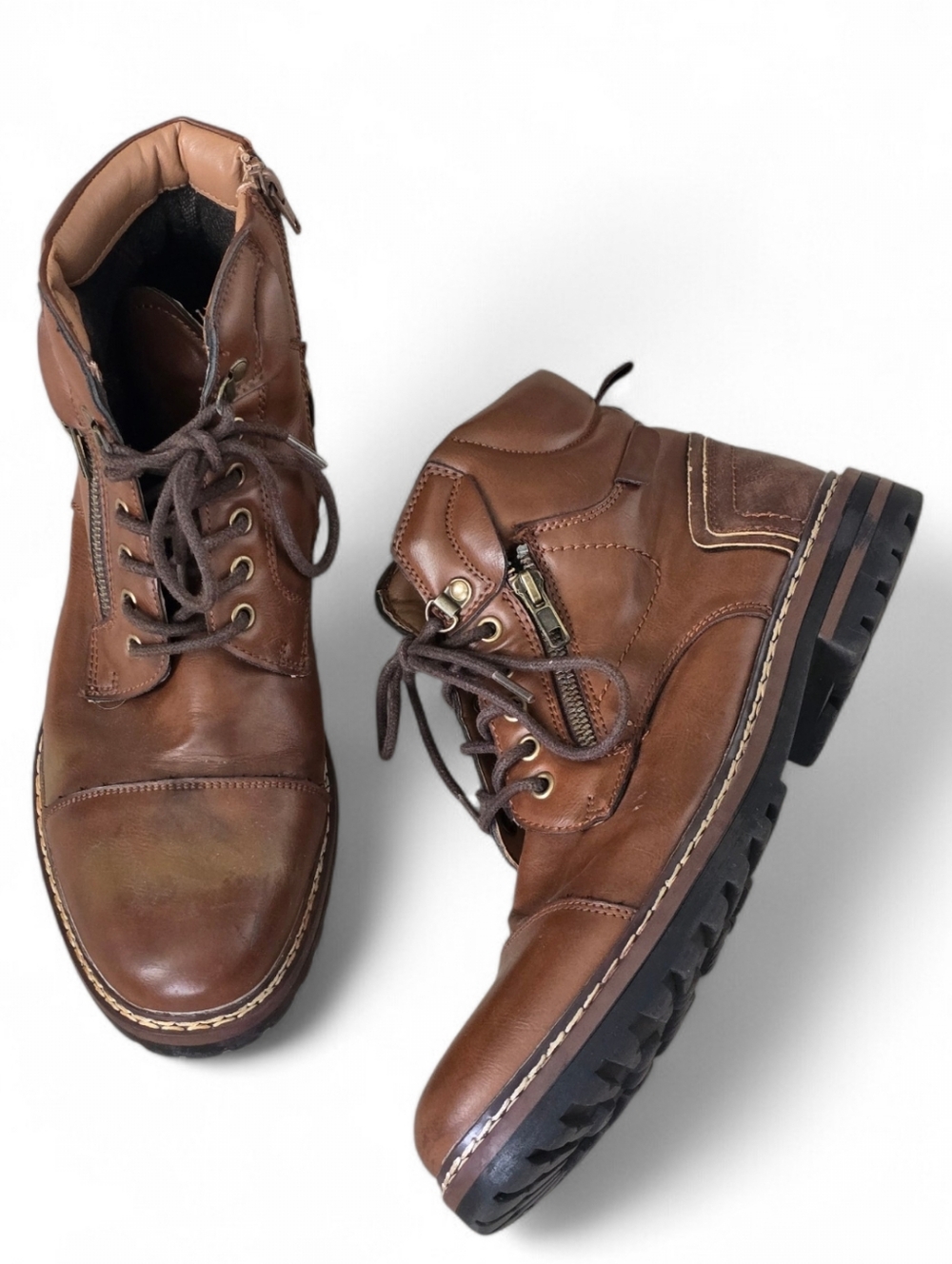 Steve Madden Sandar Brown Combat Boots – Size 10.5 Rugged Workwear
